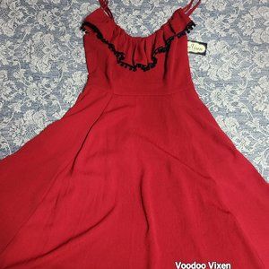 Voodoo Vixen Red Black Dress Large NWT